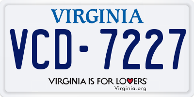 VA license plate VCD7227