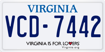 VA license plate VCD7442