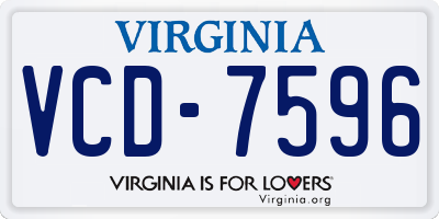 VA license plate VCD7596