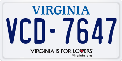 VA license plate VCD7647