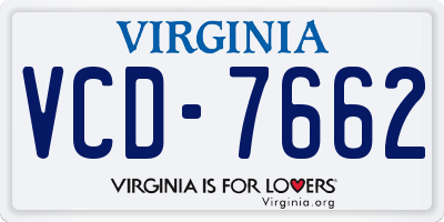 VA license plate VCD7662