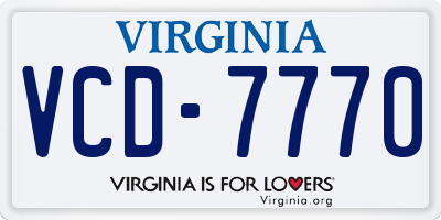 VA license plate VCD7770