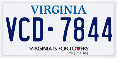 VA license plate VCD7844