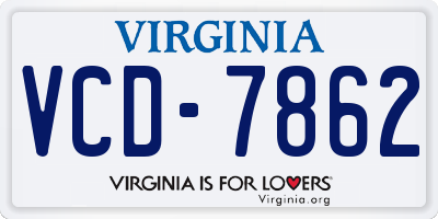 VA license plate VCD7862