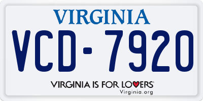 VA license plate VCD7920