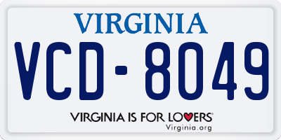 VA license plate VCD8049