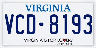 VA license plate VCD8193