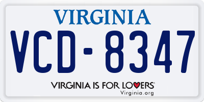 VA license plate VCD8347