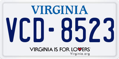 VA license plate VCD8523