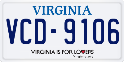 VA license plate VCD9106
