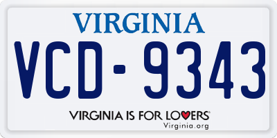 VA license plate VCD9343