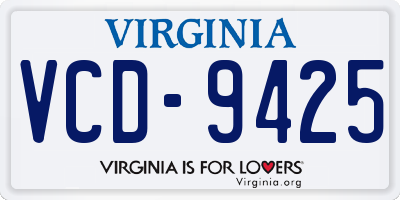 VA license plate VCD9425