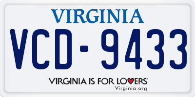VA license plate VCD9433