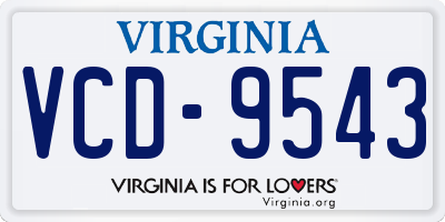 VA license plate VCD9543