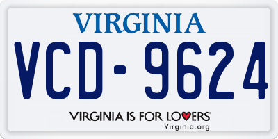 VA license plate VCD9624