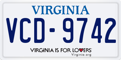 VA license plate VCD9742