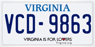 VA license plate VCD9863