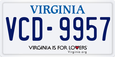 VA license plate VCD9957