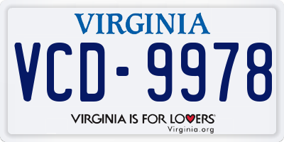 VA license plate VCD9978