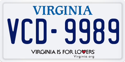 VA license plate VCD9989