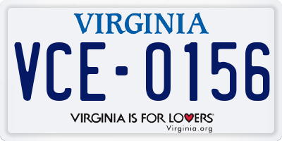 VA license plate VCE0156