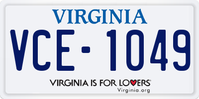 VA license plate VCE1049