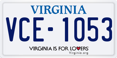 VA license plate VCE1053
