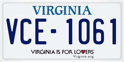 VA license plate VCE1061