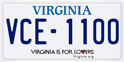 VA license plate VCE1100