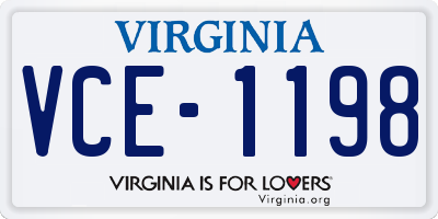 VA license plate VCE1198