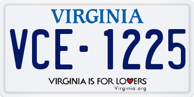 VA license plate VCE1225