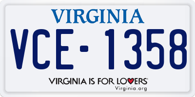 VA license plate VCE1358
