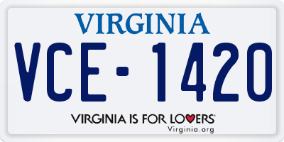 VA license plate VCE1420