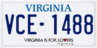 VA license plate VCE1488