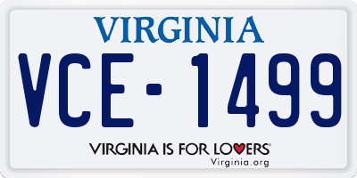VA license plate VCE1499