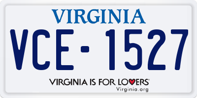 VA license plate VCE1527