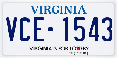 VA license plate VCE1543