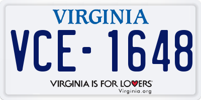 VA license plate VCE1648