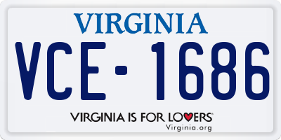VA license plate VCE1686