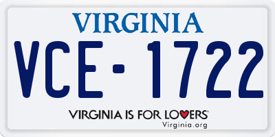 VA license plate VCE1722