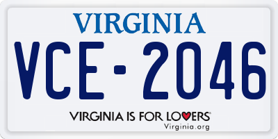 VA license plate VCE2046