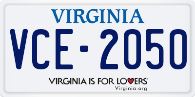 VA license plate VCE2050