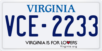 VA license plate VCE2233