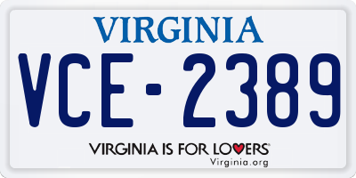 VA license plate VCE2389