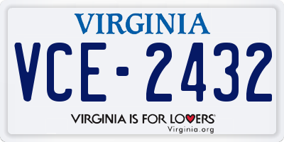 VA license plate VCE2432