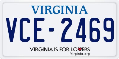 VA license plate VCE2469