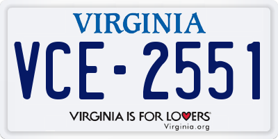 VA license plate VCE2551