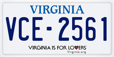 VA license plate VCE2561