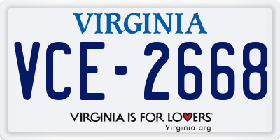 VA license plate VCE2668