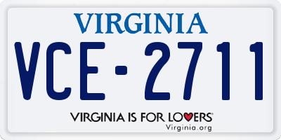 VA license plate VCE2711